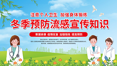 冬季预防我们知道流感小常识流感展板