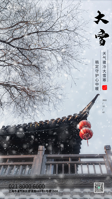 极简24节气大雪借势海报