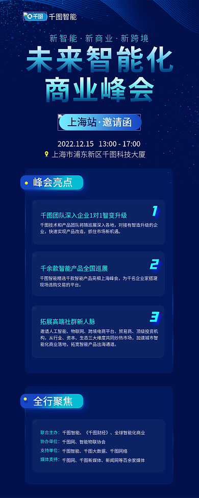 未来智能化上海站智能简约商务邀请函长图海报