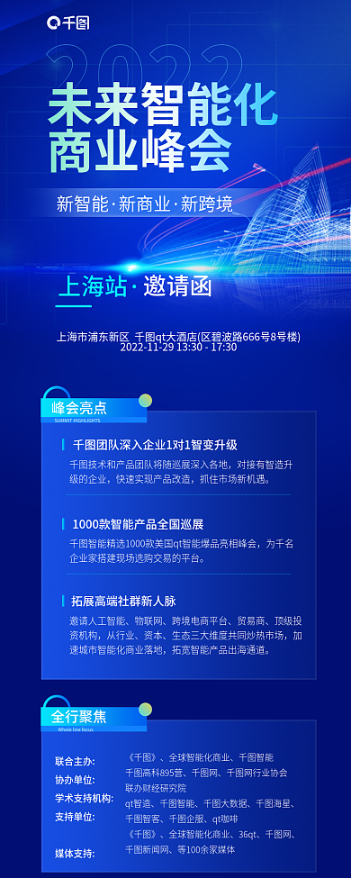 互联网未来未来智能化商业峰会峰会邀请函海报