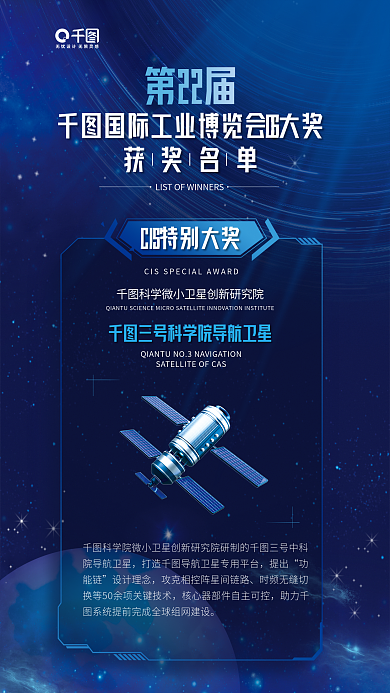 工业博览会第22届提出活动宣传蓝色科技感海报