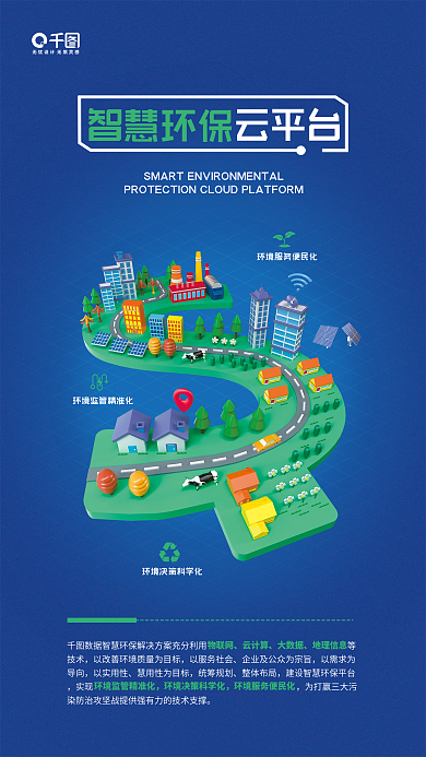 智慧环保智慧环保云平台建设蓝色宣传海报