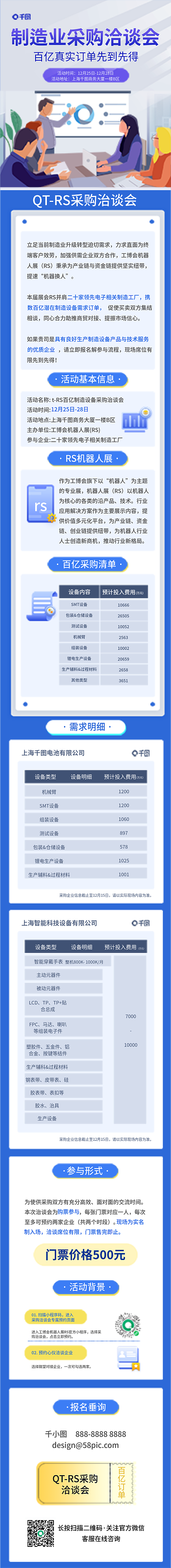 制造业采购活动时间活动地址扁平风信息长图海报