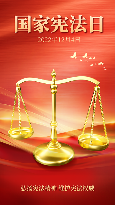 党建风国家宪法日弘扬宪法精神海报