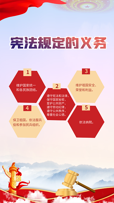 国家宪法日荣誉和利益保卫祖国海报