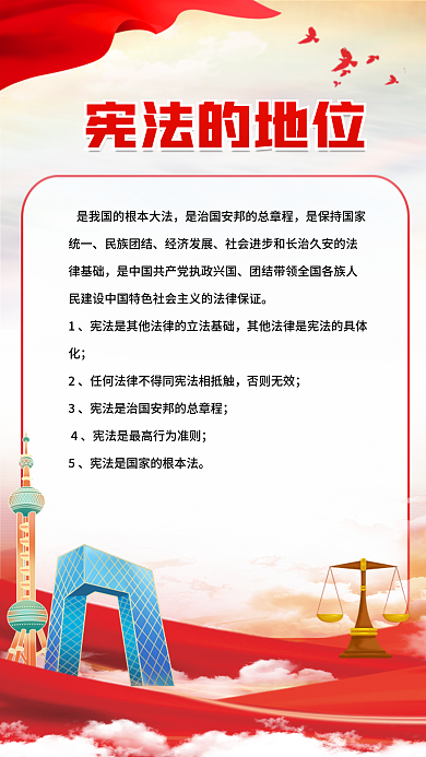 国家宪法日宪法的地位海报