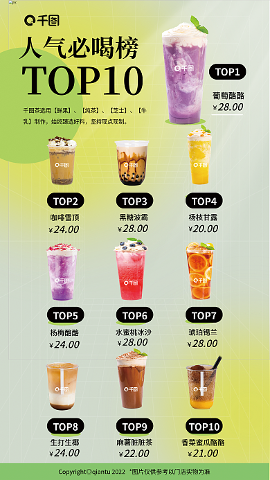 奶茶店人气人气必喝榜【纯茶】海报