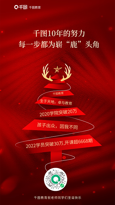 简约红色教育头角教育口碑好评借势海报