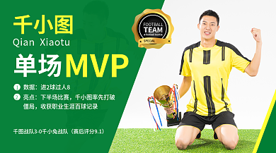 世界杯足球赛单场MVPmvp横版海报简约绿