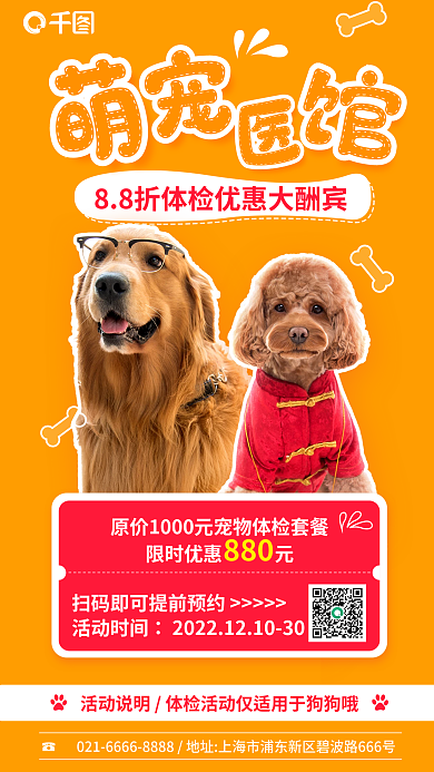 宠物医馆限时优惠元活动时间优惠促销海报