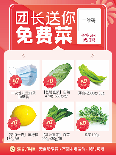 超市蔬菜团长送你免费菜海报