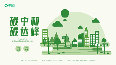碳中和邮箱绿色扁平风展板