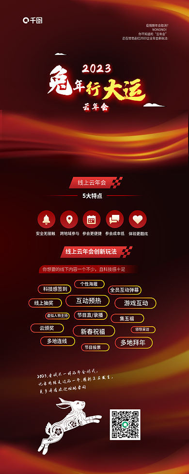 年会商务2023云年会渐变新年年会活动介绍长图