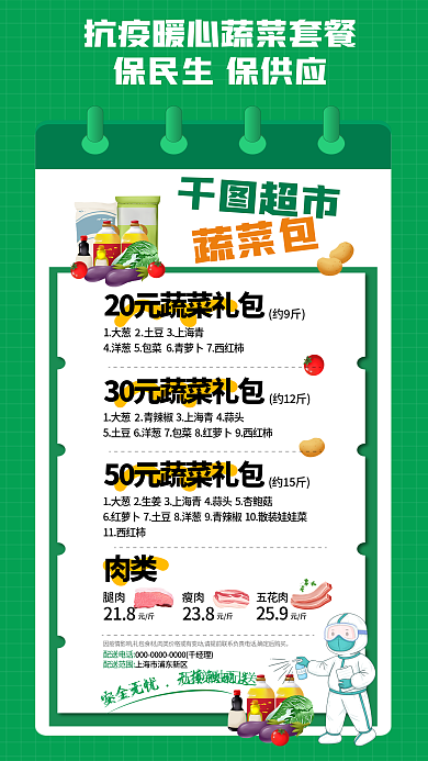 超市蔬菜米面粮油蕃茄土豆白菜套餐促销海报