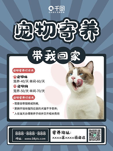 宠物寄养宠物寄养宠物猫宠物店海报