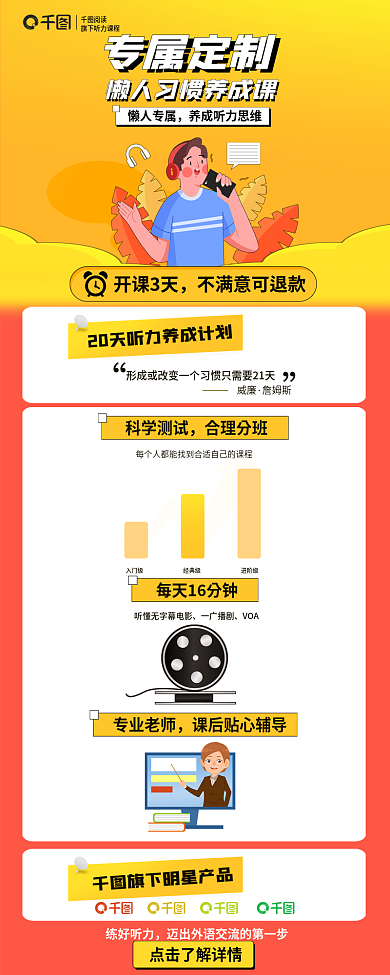 创意插画阅读专属定制信息长图