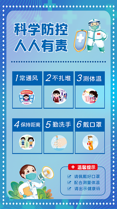 新冠肺炎常通风不扎堆防控指南展板防疫海报
