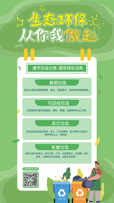 绿色生态环保餐厨垃圾骨头海报