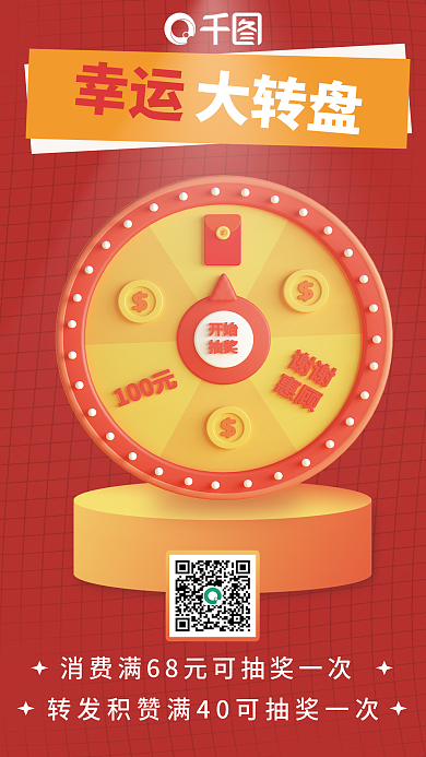 幸运大抽奖活动宣传3d海报