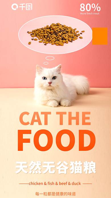 营养猫粮80FOOD促销海报