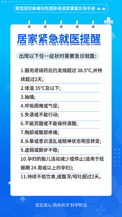 疫情阳性3抽搐第一版康复实用手册宣传海报
