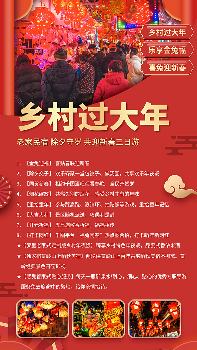 乡村新春乡村过大年做汤圆春节促销海报