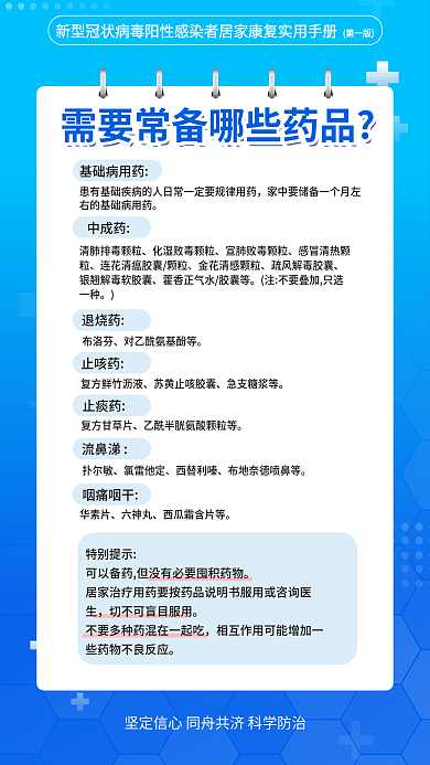 疫情阳性基础病用药中成药康复实用手册宣传海报
