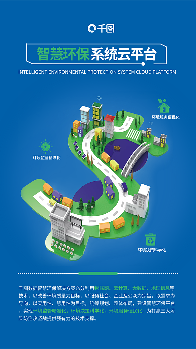 简约风技术以服务社会环保系统平台介绍宣传海报