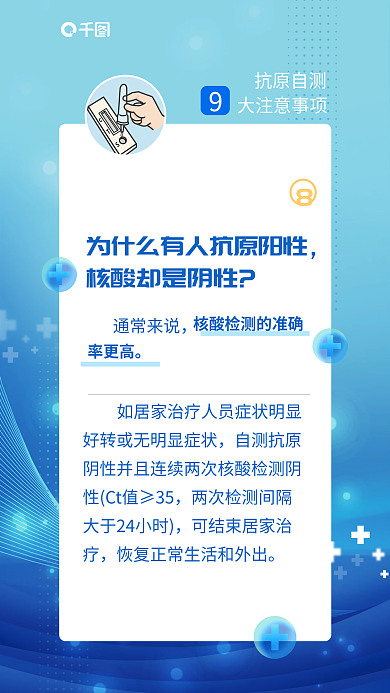 清新扁平风通常来说抗原自测9大注意事项宣传海报