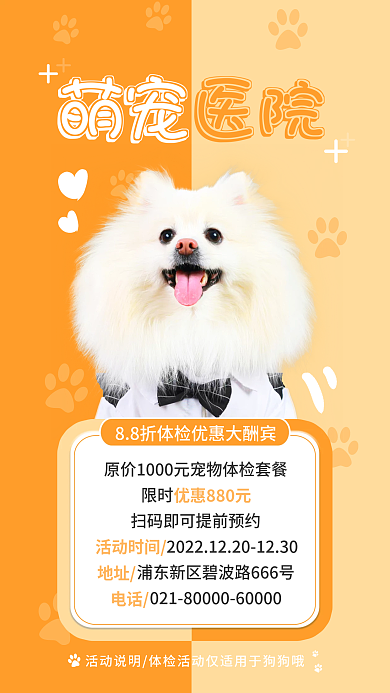 宠物医馆限时萌宠优惠促销海报