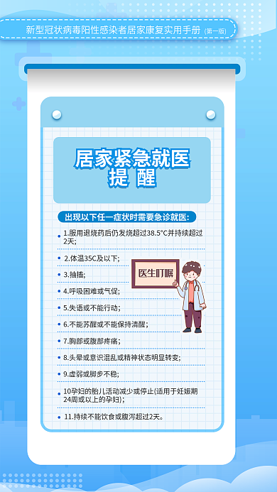 蓝色新冠提醒2天居家康复实用防疫手册