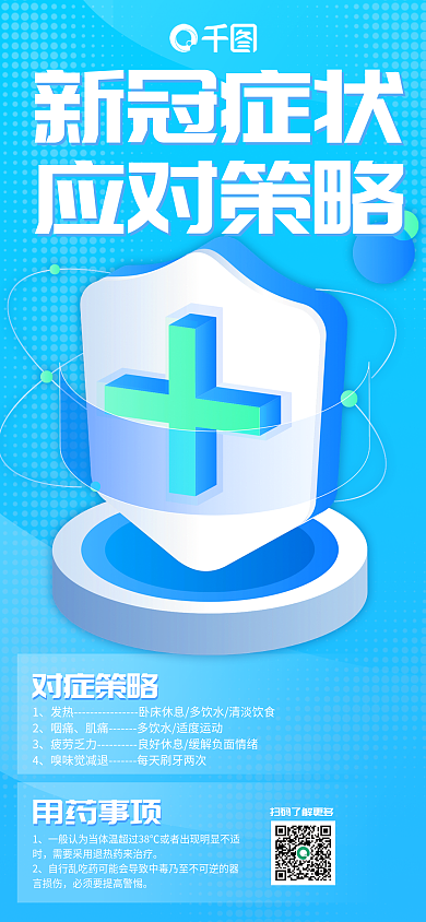 疫情发烧咽痛对症策略健康建议3d海报