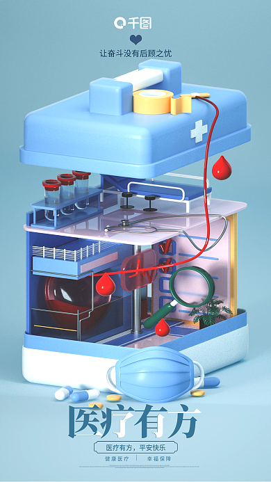 3d立体医疗有方促销海报