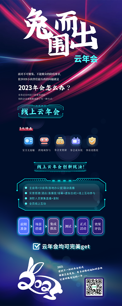 创意科技云年会线上云年会互联网云年会信息长图