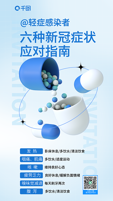 疫情发烧轻症感染者应对指南健康建议3d海报