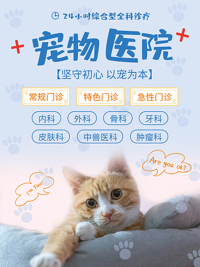 宠物医院宠物内科外科宣传海报