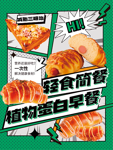 餐饮美食一次性减脂三明治海报