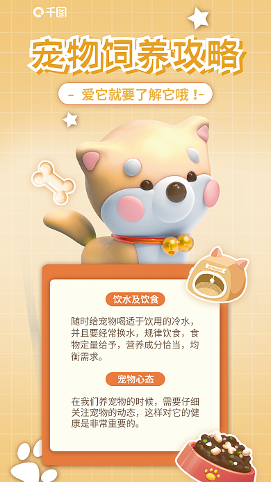 宠物饲养饮水及饮食规律饮食海报