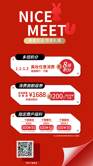 红色简约NICEMEET海报