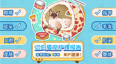 可爱清新眼睛耳朵猫狗体检宠物医疗服务