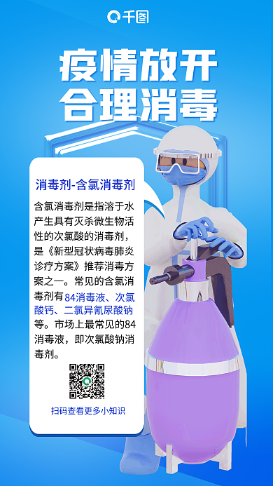 简约医疗疫情放开合理消毒合理消毒清洁健康3d海报