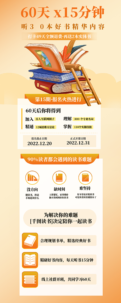读书阅读第15期没方向付费营销活动信息长图