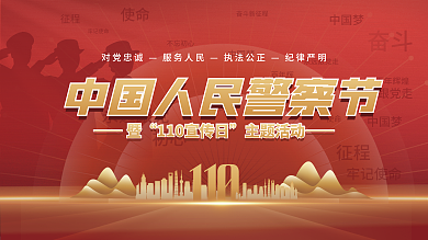 党建风中110不忘初心节党政宣传展板