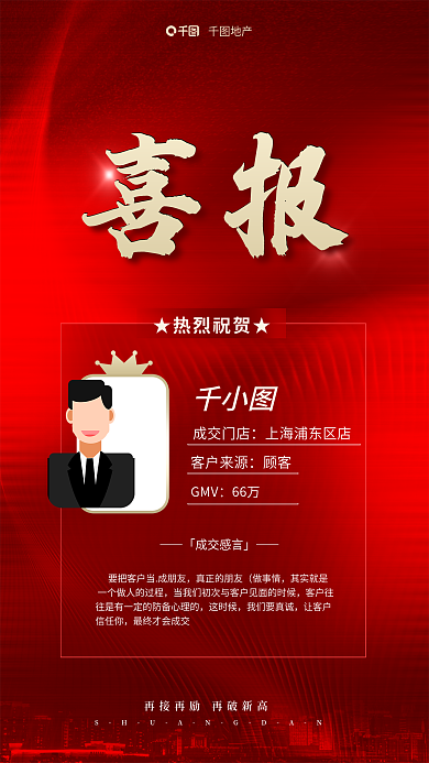 文案型地产成交门店成交来源统计喜报