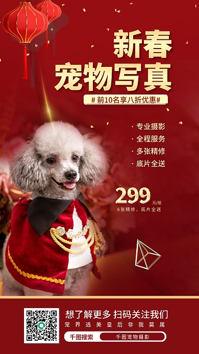 宠物新春摄影宠物便利服务促销宣传海报