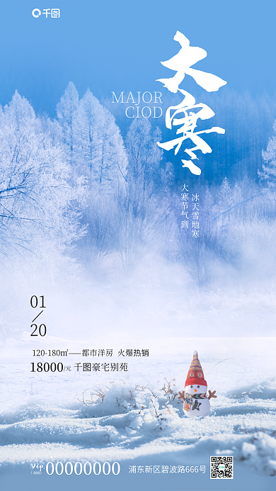 雪天摄影图Vip000节气借势海报