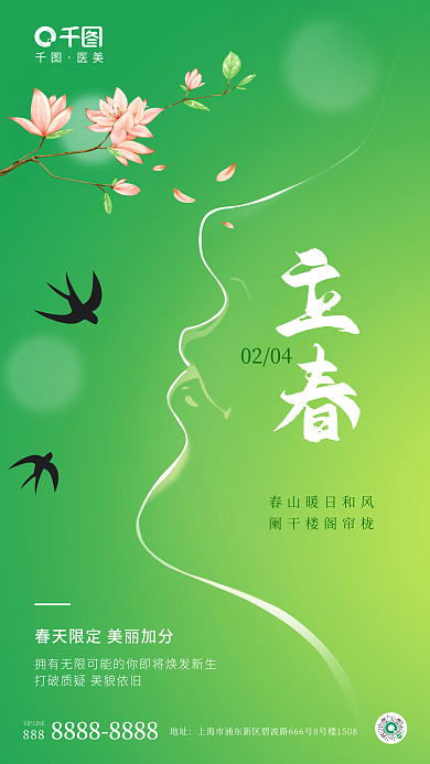 立春医美轮廓创意海报