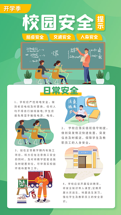 简约小清新人身安全交通安全安全教育宣传海报套装