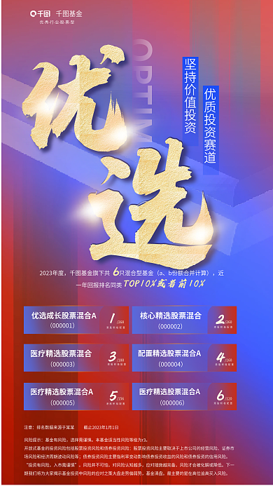 优秀混合型基金风险提示宣传海报