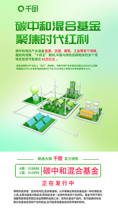 碳中和据机构测算十四五理财宣传海报广告竖图简约